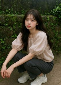 Sheer Korean Puff Sleeve Crop Top