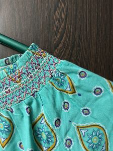 Teal Cinched Neck Top