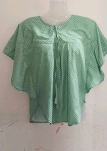 Mint Polka Dot Tie Top