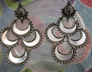 Silver Oxidized Heavy Earrings
