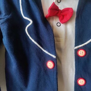 Babyhug Jacket T-Shirt Jogger Pant Bow Set