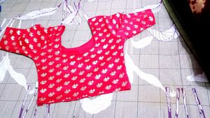 Red Blouse with Gold Print