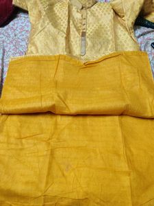 Golden Yellow Silk Kurta Set For Men ( xxxl)