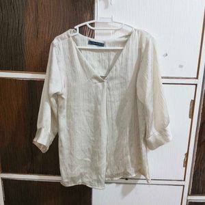 (Size L) Beige Formal Shirt For Women