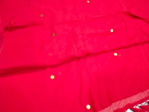Red Cotton Tassels Saree ❤️