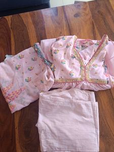 Pink Floral Print Kurta set