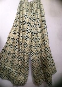 Rangmanch Beige Printed Flared Palazzo