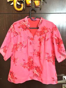 Pink Floral Print Top