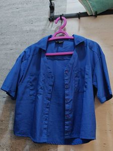 Blue Button-Down Oversized Shirt