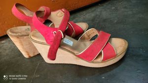 Red Wedge Sandals