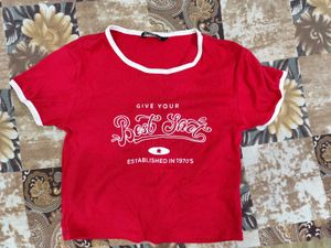 Red Graphic Ringer Tee