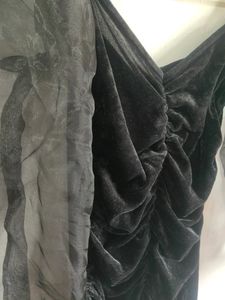 Black Velvet Puff Sleeve Dress
