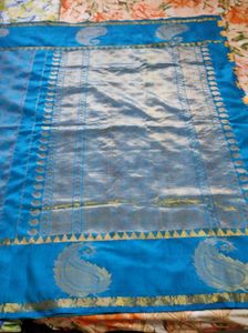 Peacock blue kanchipuram silk Saree