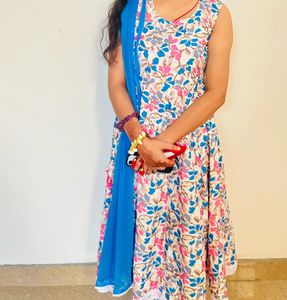 Floral Print Kurta with Dupatta