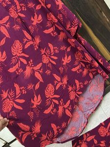 High Low Floral Print Tunic &amp; Pants Set