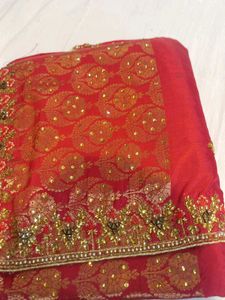 Red & Gold Embellished Saree (Minor Issue)