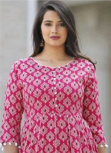 Pink Printed Anarkali Kurta