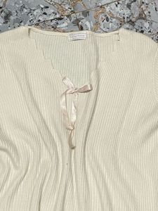 Ribbed Bow Detail Top