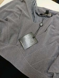 Chic Grey &amp; Black Herringbone Formal Dress