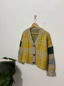 Plaid Knit Cardigan