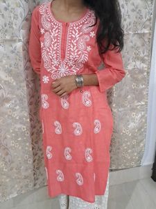Chikankari Cotton  Kurti