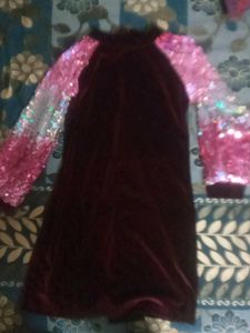Sequin Sleeve Velvet Party Dress