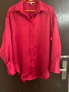 H&amp;M Hot Pink Satin Shirt