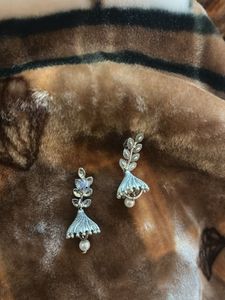 Oxidised Pearl studded earrings