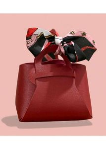 Red Handbag with Scarf