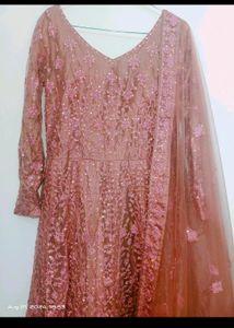 Elegant Rose Gold Anarkali Gown