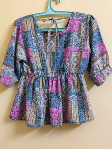 Colorful Patchwork peplum Top