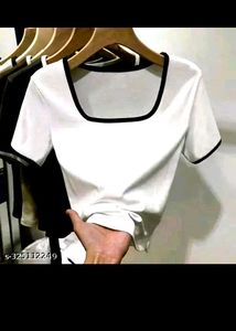 White Square Neck Tee