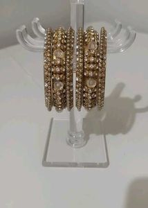 Golden Crystal Bangles (Set of 2)