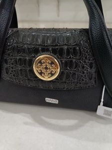 PARFOIS Black Croc-Embossed Handbag