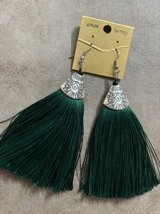 Green Tassel Earrings