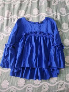 Navy Blue Cotton Flowy Top