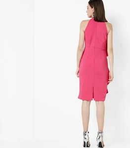 Pink Floral Side Ruffle Dress