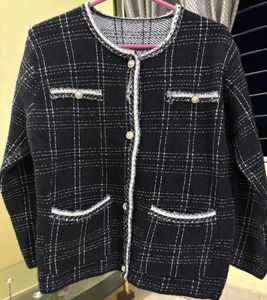 Elegant Tweed Style Cardigan