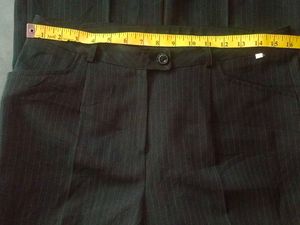 Striped mid rise bootcut formal trousers