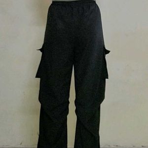 Black Cargo Wide Leg Pants