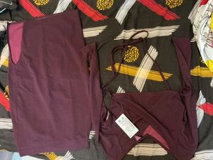 Athena Women Deep Burgundy Solid Co-ord Set
