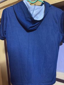 Blue Short Sleeve Hoodie
