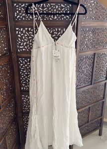 Zara Brand New Lim Edition Cotton Beads Maxi Dress