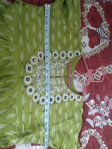 Green Embroidered nyra cut frock.