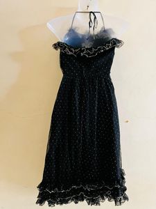 Korean Designer Flared Black One Piece