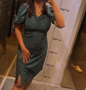 Polka Dot Side Slit Dress
