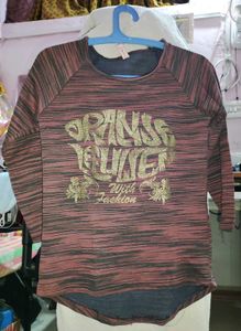 Stylish Maroon Striped Long-Sleeve Top