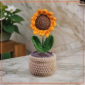 Crochet Sunflower Pot