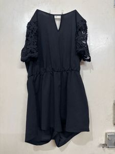 Black Lace Sleeve Romper