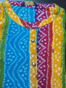 Blue banBlue Bandhani Kurta Leggins Dupatta set